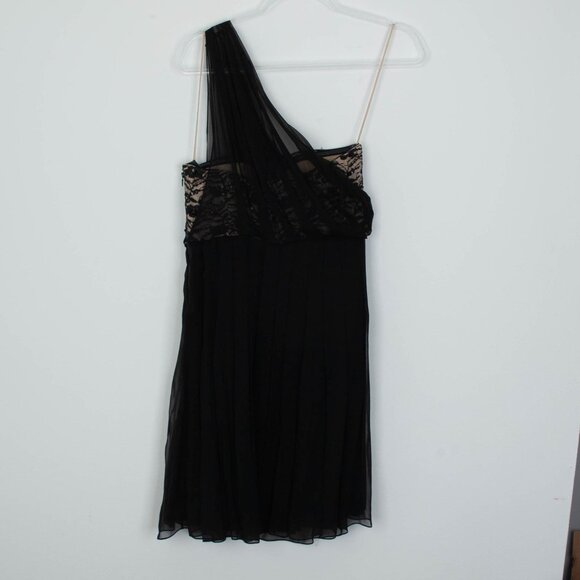 Alice + Olivia Womens Silk One Shoulder Sequin Lace Mini Dress Black HOCO Fairy - Picture 6 of 12